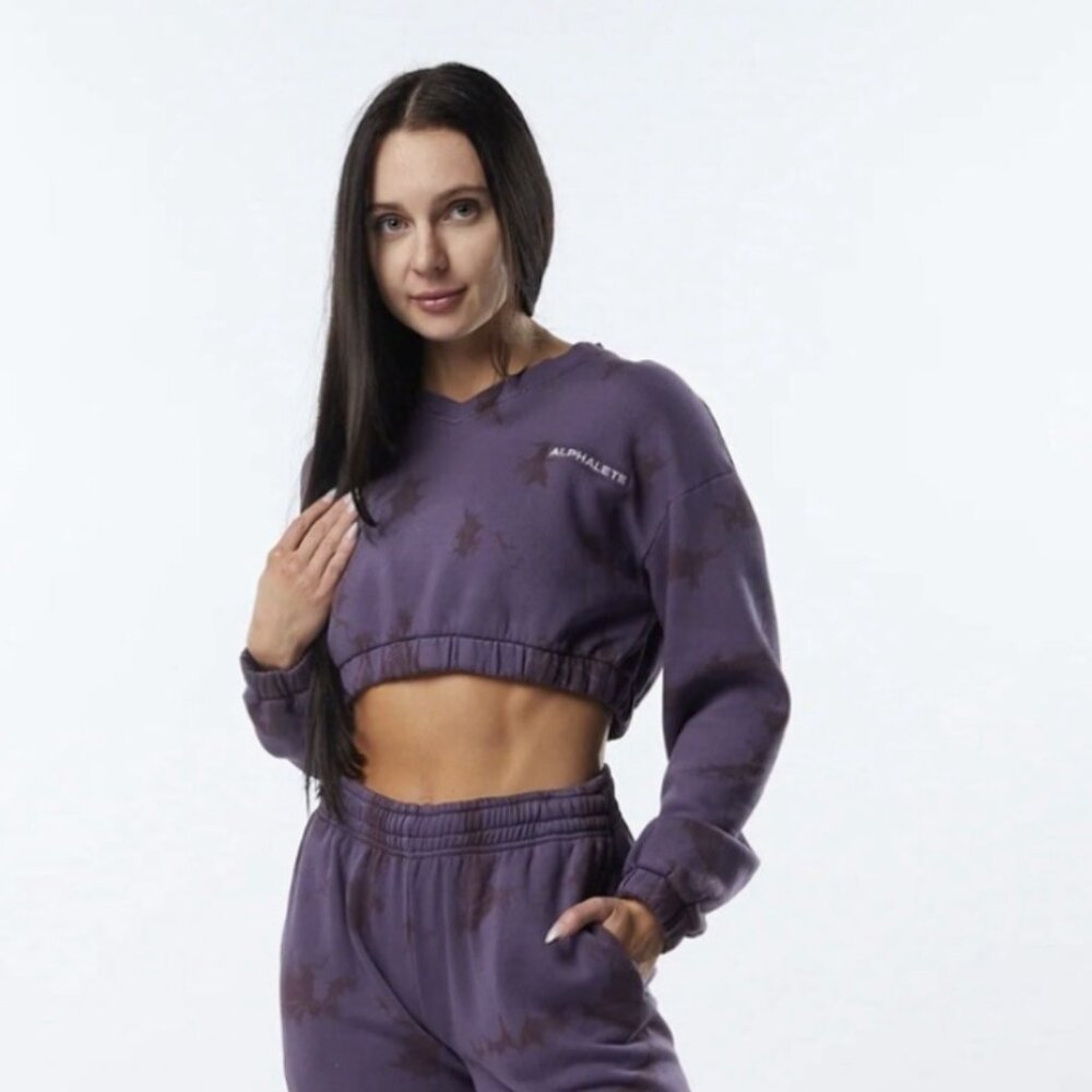 Alphalete HCTS Cropped Sweater | Women's Small | Revolution Purple